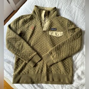 Patagonia Organic Cotton Quilt Snap Pullover Sweater, Olive, Size Small